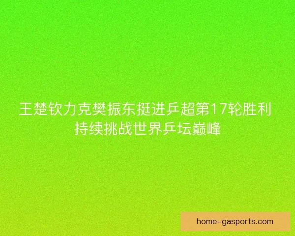 王楚钦力克樊振东挺进乒超第17轮胜利 持续挑战世界乒坛巅峰